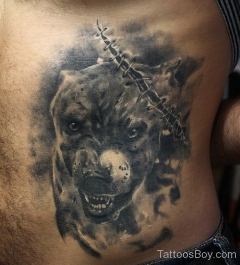 Angry Dog Tattoo On Rib-TB1003