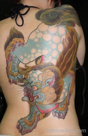 Attractive Dog Tattoo On back-TB1005