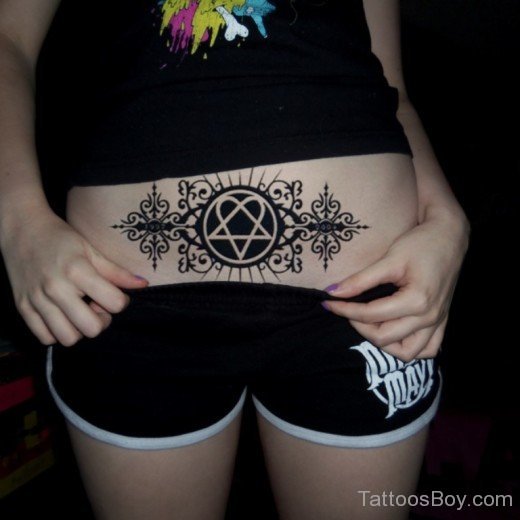 Attractive Heartagram Tattoo On Waist-TB1002