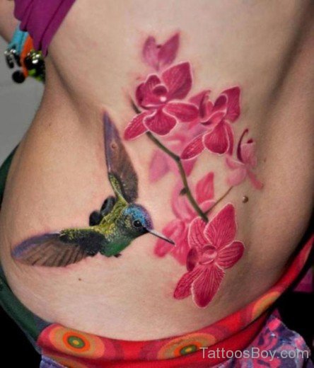 Attractive Hummingbird Tattoo On Rib-TB1003