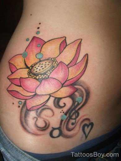 Attractive Lotus Tattoo On Waist-TB1002