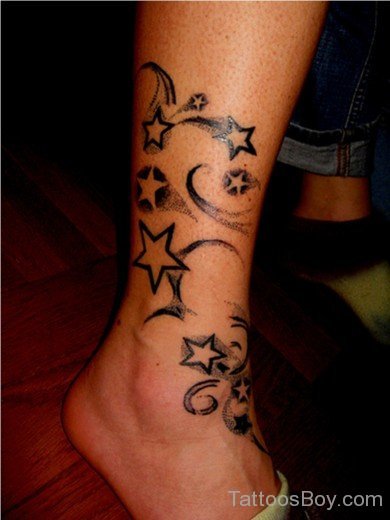 Attractive Star Tattoo On Ankle-Tb101