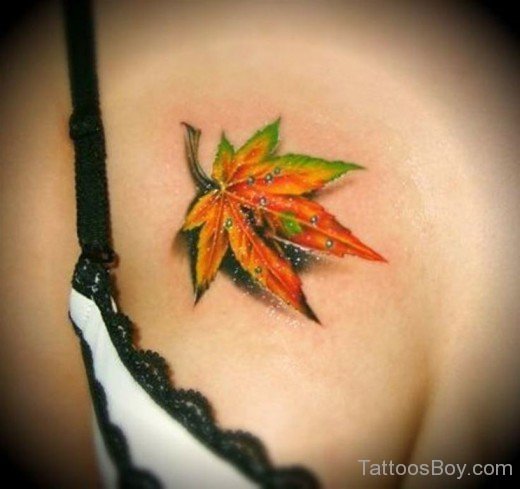 Autumn Leaf Tattoo On Chest-Tb103