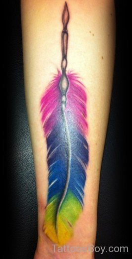  Colorful Feather Tattoo-TB1006