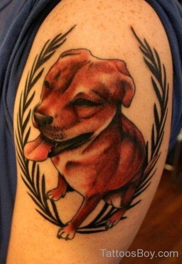 Awesome Dog Tattoo On Shoulder-TB1008