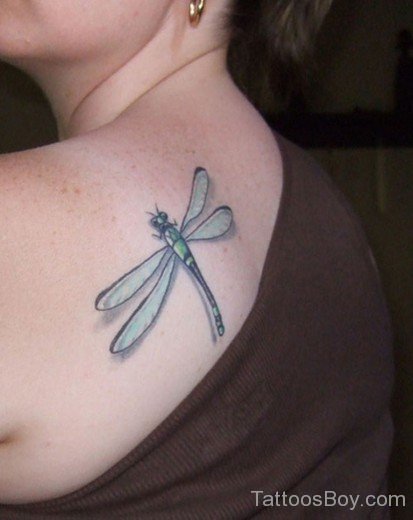 Awesome Dragonfly Tattoo On Back-Tb1207