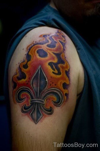 Awesome Flame Tattoo On HSoulder-TB1006