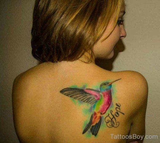 Graceful Hummingbird Tattoo On Back-TB1007