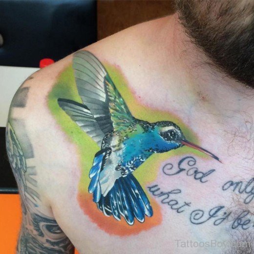 Awesome Hummingbird Tattoo On Chest-TB1011