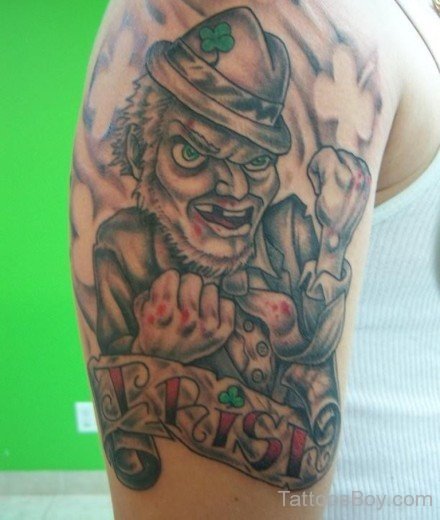  Leprechaun Tattoo On Shoulder-TB12004