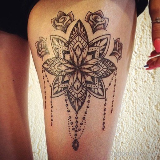 Graceful Mandala Tattoo On Thigh-TB105