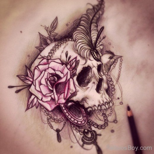  Rose And Skull Tattoo-TB106