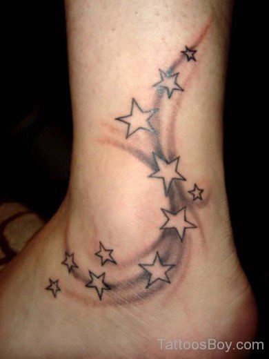 Awesome Star Tattoo On Ankle-Tb103
