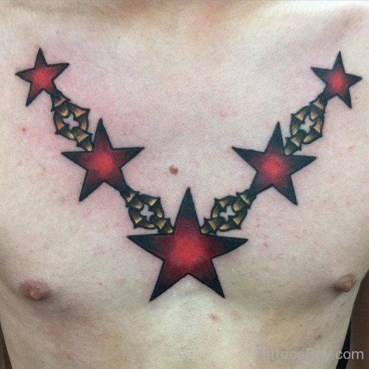 Awesome Star Tattoo On Chest-Tb104