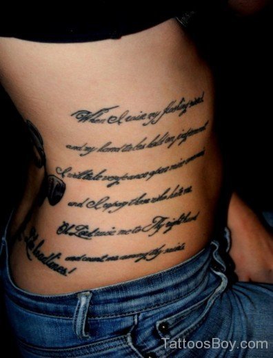 Awesome Wording Tattoo On Rib-TB1010