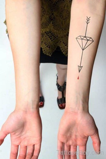 Beautiful Arrow And Diamond Tattoo On Arm-TB1013