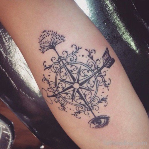 Beautiful Feminine Compass Tattoo-TB1014