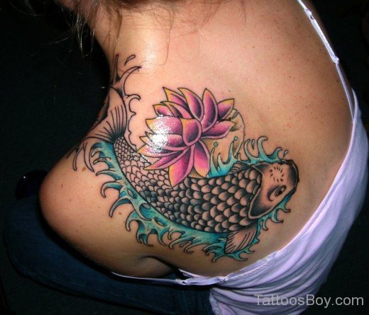 Beautiful Fish And Flower Tattoo-TB0108