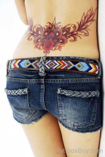 Beautiful Flower Tattoo On Lower Back-TB109