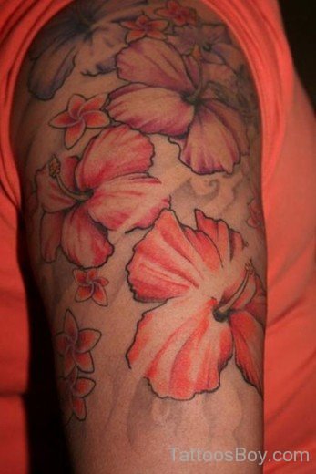Beautiful Hibiscus Tattoo On Shoulder-TB12012
