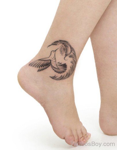 Beautiful Hummingbird Tattoo On Ankle-TB1015