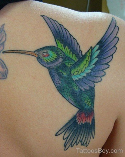 Awesome  Hummingbird Tattoo On Back-TB1013