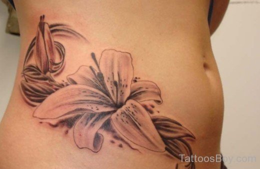 Lily Tattoo On Stomach