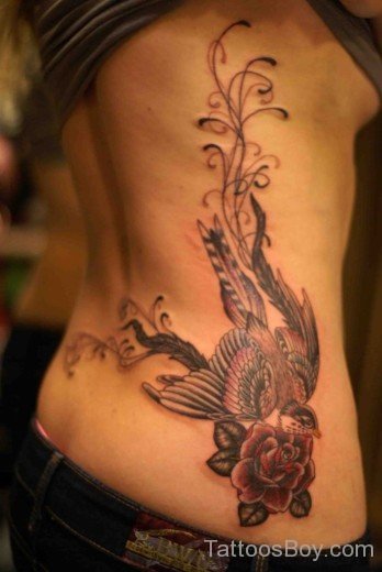 Bird And Flower Tattoo