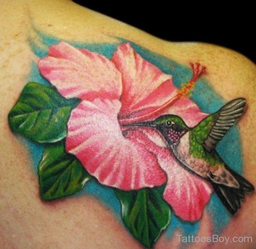 Bird And Hibiscus Tattoo-TB12017