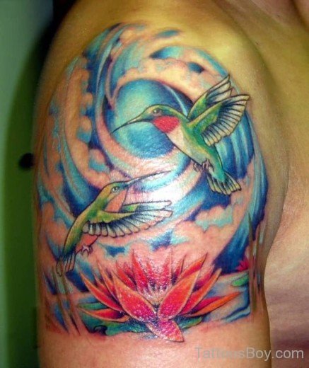 Bird And Lotus Tattoo-TB1012
