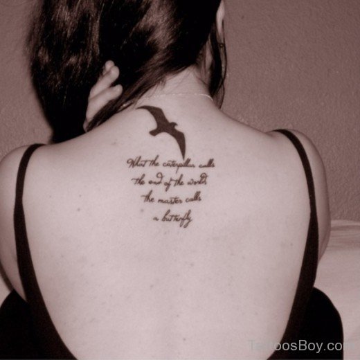 Bird And Wording Tattoo On Back-TB1012