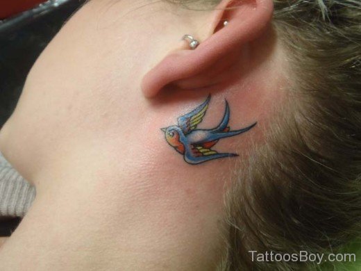 Bird Tattoo On Behind Ear-TB1020