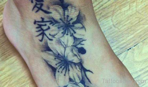 Black And White Cherry Blossom Tattoo-TB0110