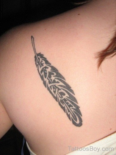 Black Feather Tattoo On Back-TB1019