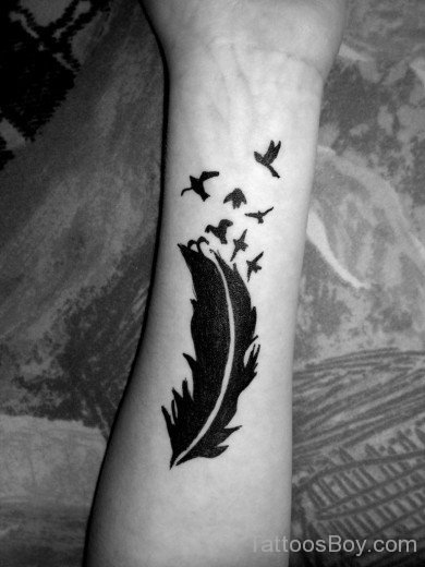 Black Feather Tattoo On Wrist-TB1021