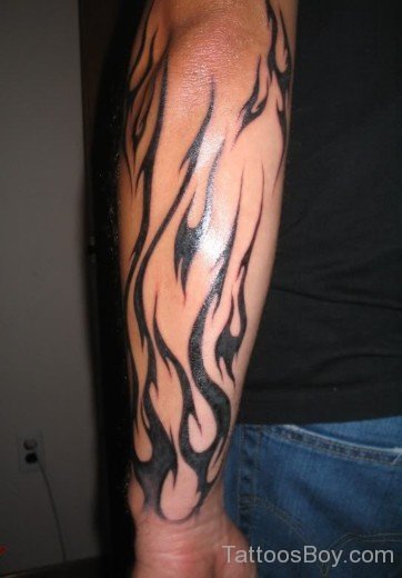 Black Flame Tattoo On Arm-TB1016