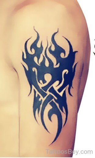 Black Flame Tattoo On Shoulder-TB1019