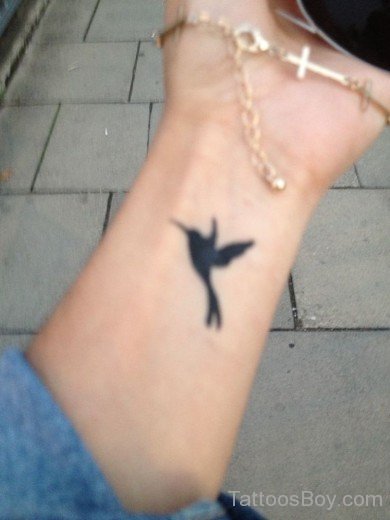 Black Hummingbird Tattoo On Ankle-TB1026