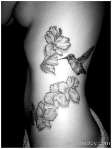 Black Hummingbird Tattoo on Rib-TB1027