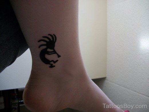 Black Kokopelli Tattoo On Ankle-TB115