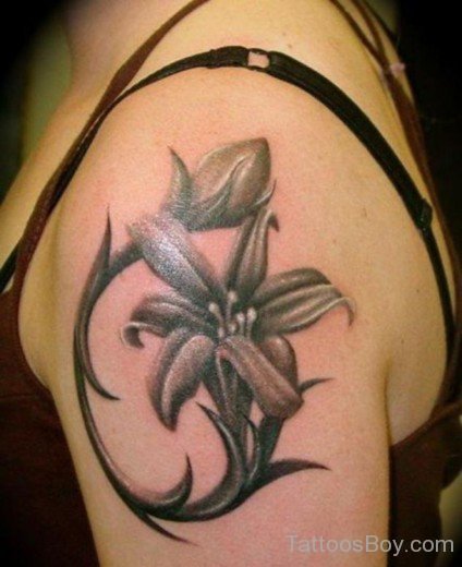 Black  Lily Tattoo Design-TB12018