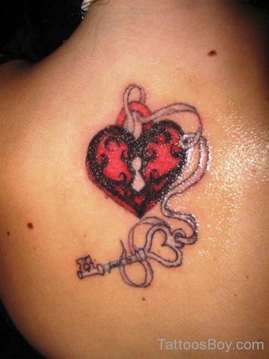 Black Lock And Key Tattoo On Back-TB1017