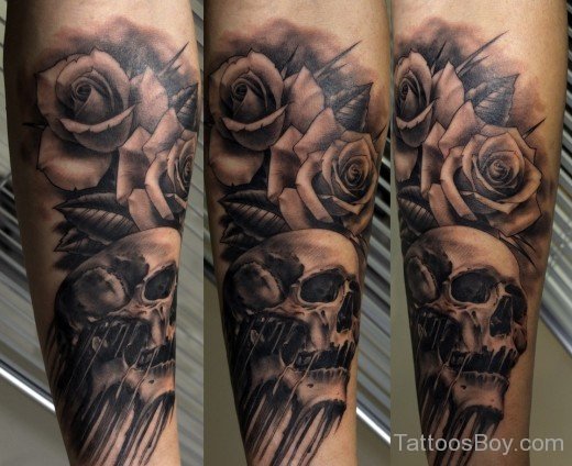 Black Rose And Skull Tattoo-TB113