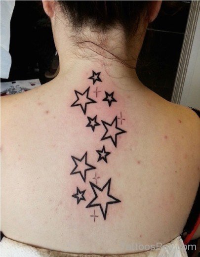 Black Star Tattoo Design On Back-Tb106