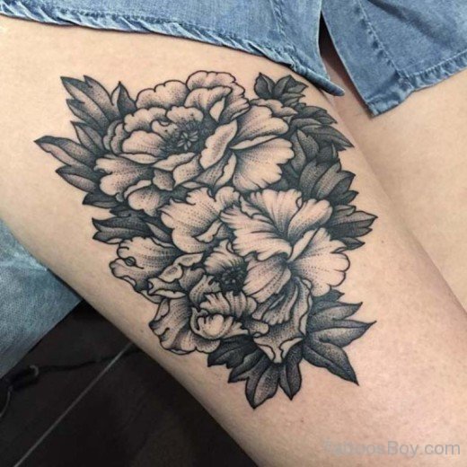 Black and Grey Ink Flower Tattoo-TB0104