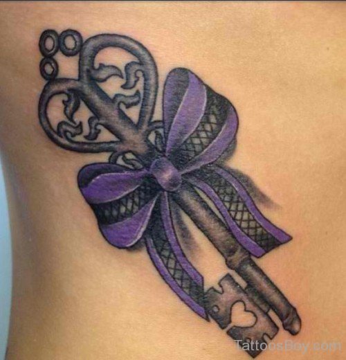 Blue Bow And Key Tattoo-TB1021