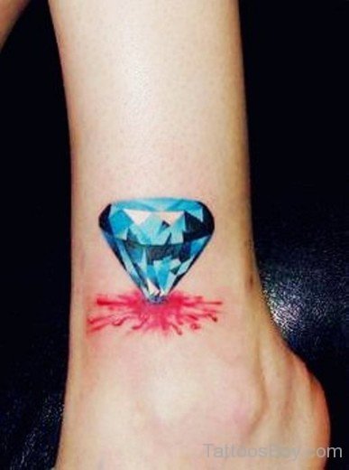Blue Diamond Tattoo On Ankle-TB1026