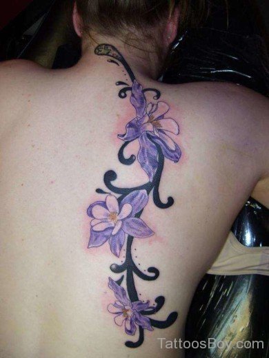 Blue Hibiscus Flower Tattoo On Back-TB12025