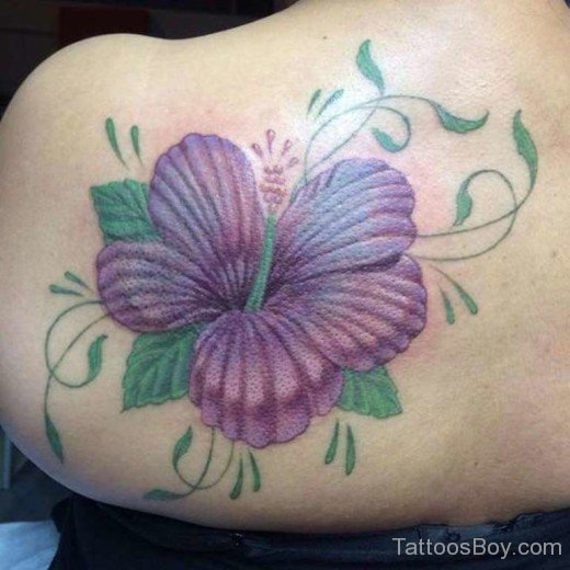 Blue Hibiscus Tattoo On Back-TB12026