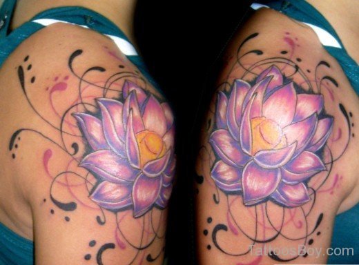 Blue Lotus Flower Tattoo On Shoulder-TB1019